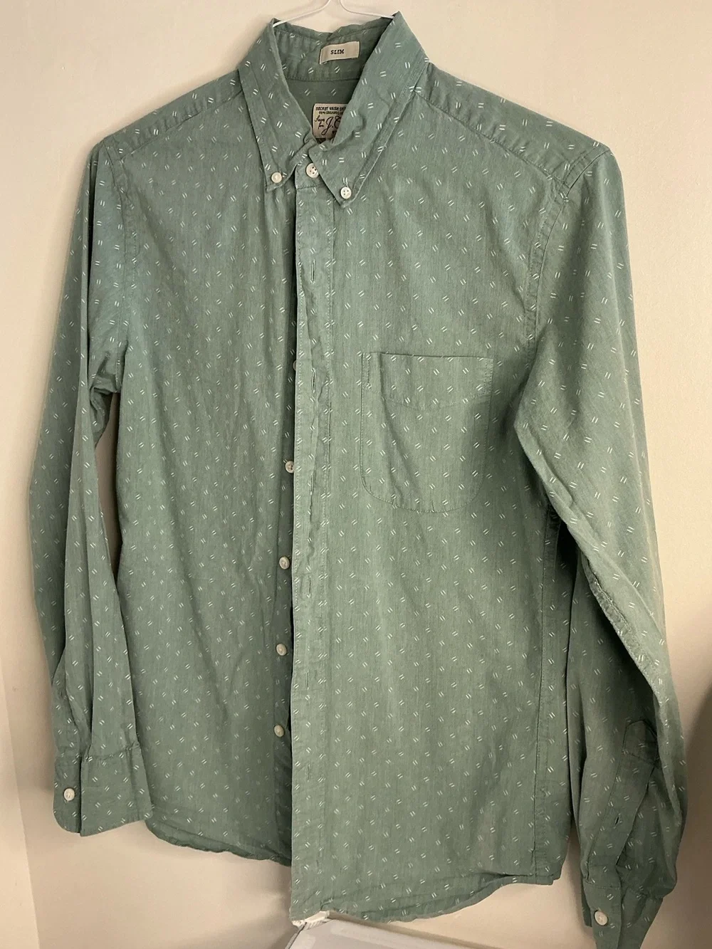 J. Crew Sage Green Micro-Print Button-Down Shirt